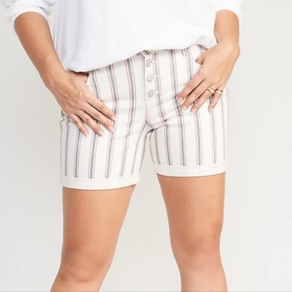 Old Navy Button Fly Folded Leg Stripe Jeans Shorts